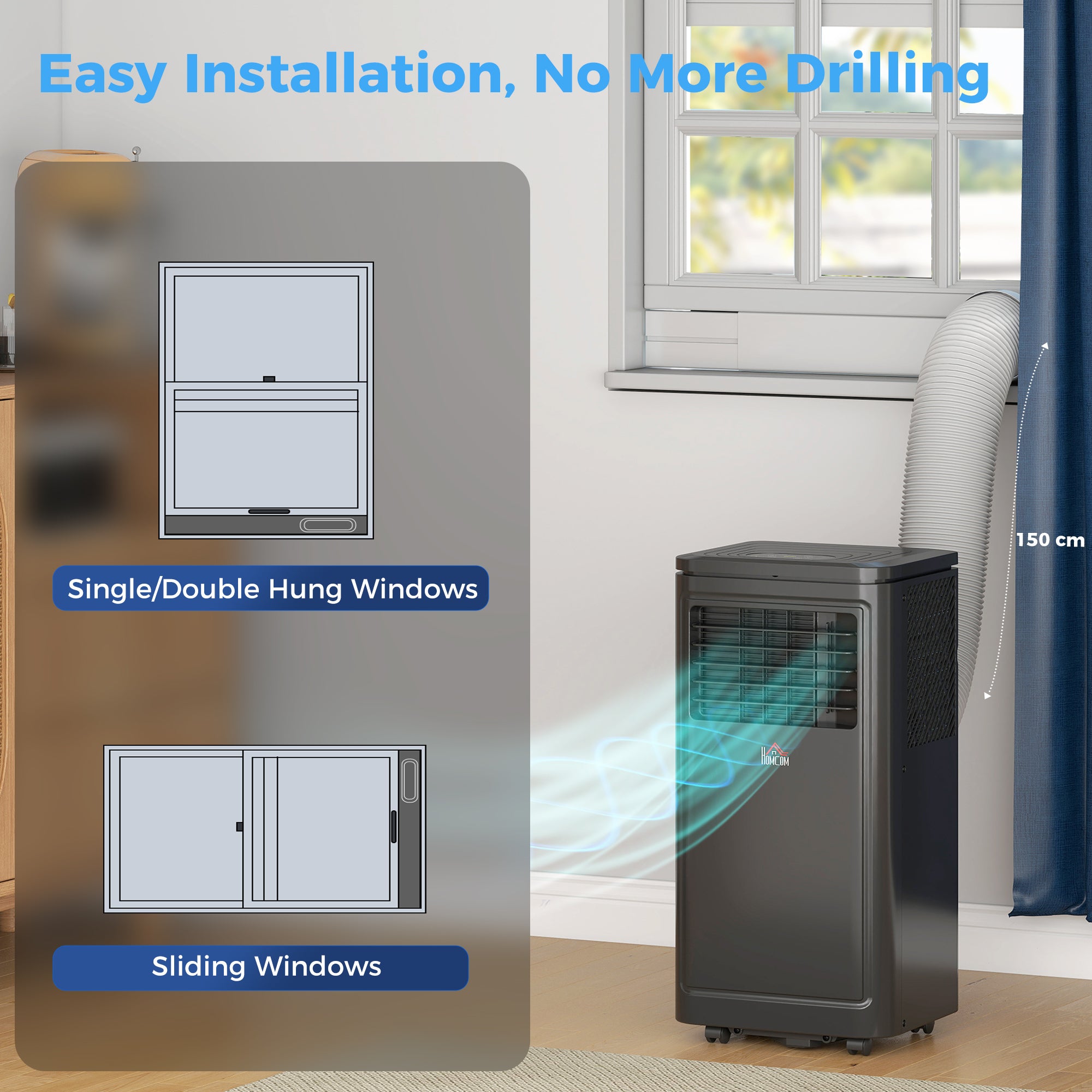 8,000 BTU Portable Air Conditioner Fan w/ Remote for Rooms Up to 344 Sq. Ft., Evaporative Cooler AC Unit Black