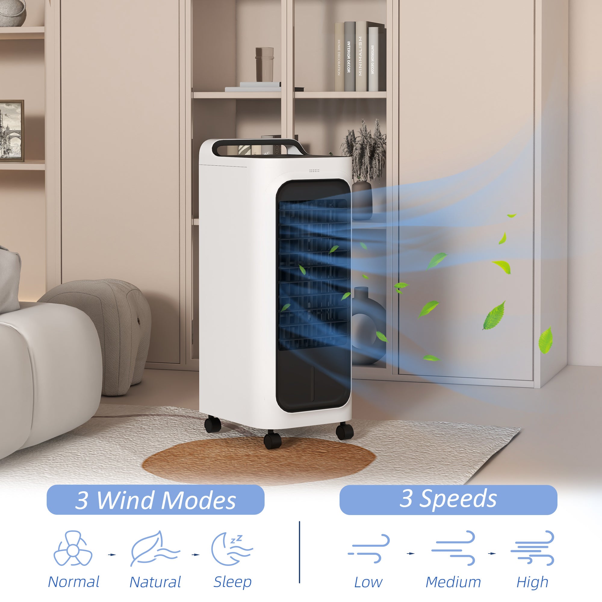 Room Air Cooler with Ice Packs, Ice Cooling Fan Water Humidifier Unit with Remote, Timer, Oscillating