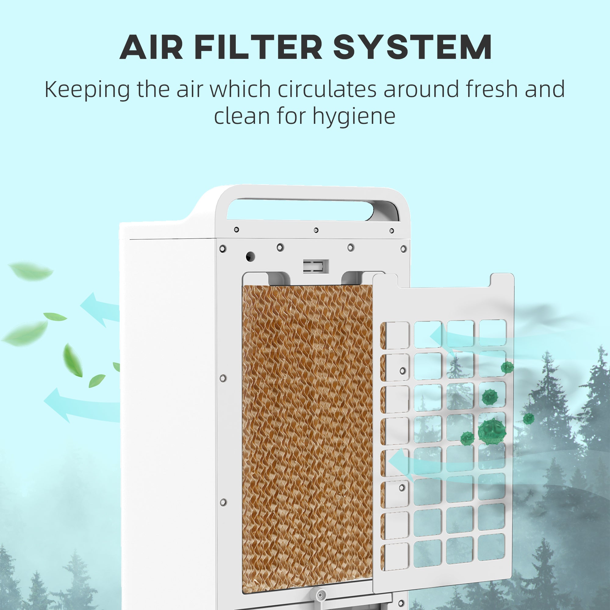 Room Air Cooler with Ice Packs, Ice Cooling Fan Water Humidifier Unit with Remote, Timer, Oscillating