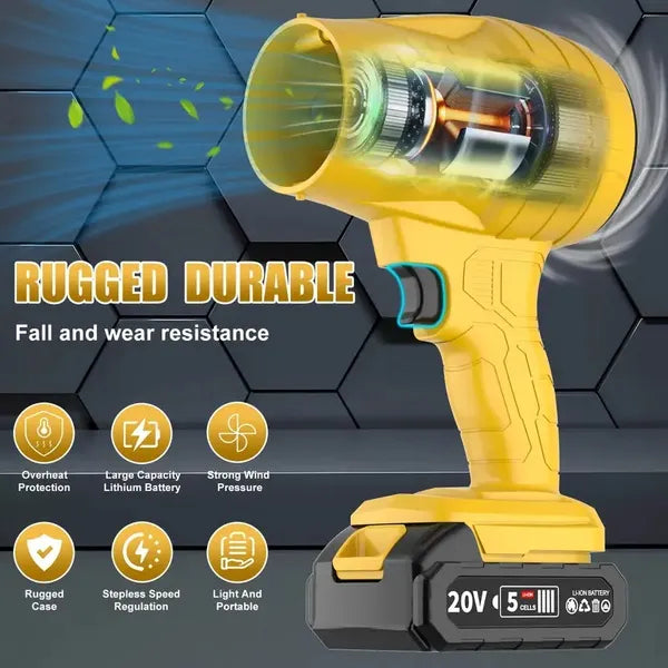 High Power Cordless Leaf Blower 20000RPM Turbo Jet Air Blower 20V Battery Operated Handheld Dust Snow Remover For Yard Lawn Driveway Home Outdoor Birthday Holiday Gift