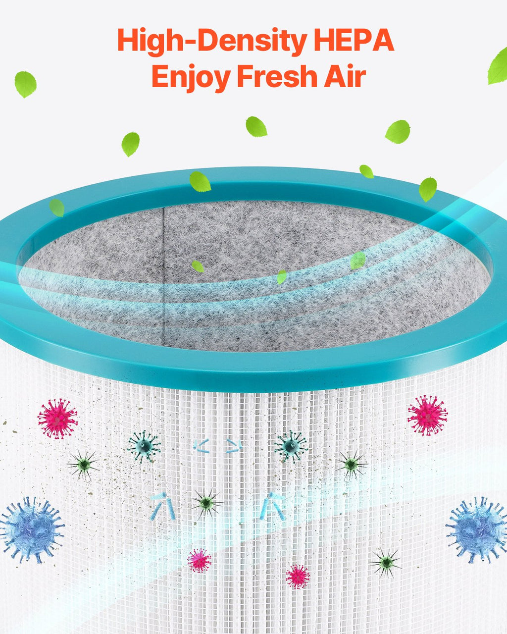 Tower Fan Bladeless, 16.4ft/s Velocity Floor Fan That Blows Cold Air, 80° Oscillating 8-Speed Fans, 8H Timer, Standing Fans With H13 HEPA Filtration, Remote Control & Air Purification Mode