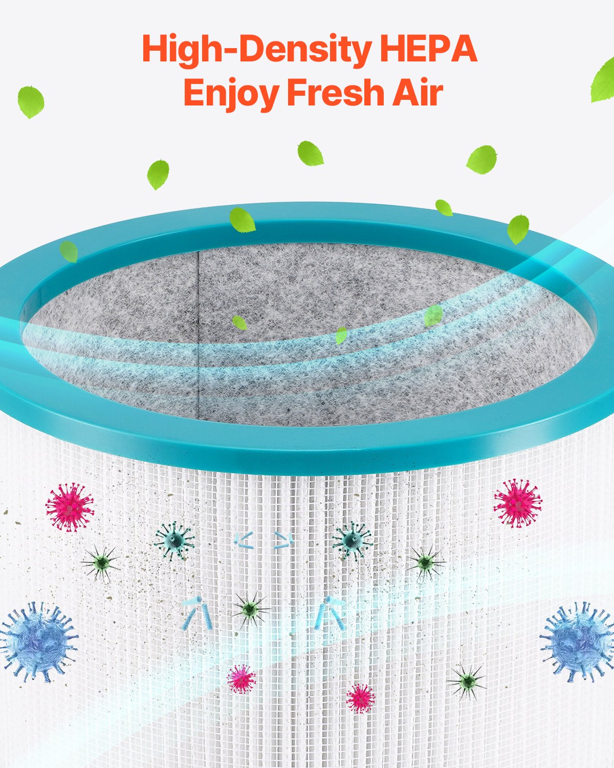 Tower Fan Bladeless, 16.4ft/s Velocity Floor Fan That Blows Cold Air, 80° Oscillating 8-Speed Fans, 8H Timer, Standing Fans With H13 HEPA Filtration, Remote Control & Air Purification Mode