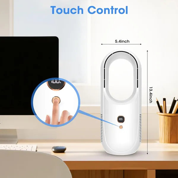 Portable Bladeless Desk Fan, Rechargeable Small Personal Cooling Table Fan With 6 Speed Modes, Quite Fan With LED Panel For Bedroom, Home, Office