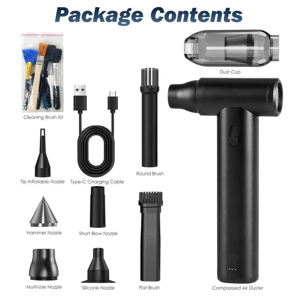 Compressed Air Duster Brushless Motor 250000RPM Stepless Variable Speed 10000mAh Battery Cordless Dust Blower Vacuum Cleaner Portable Jet Dry Blower For PC Keyboard Car Home
