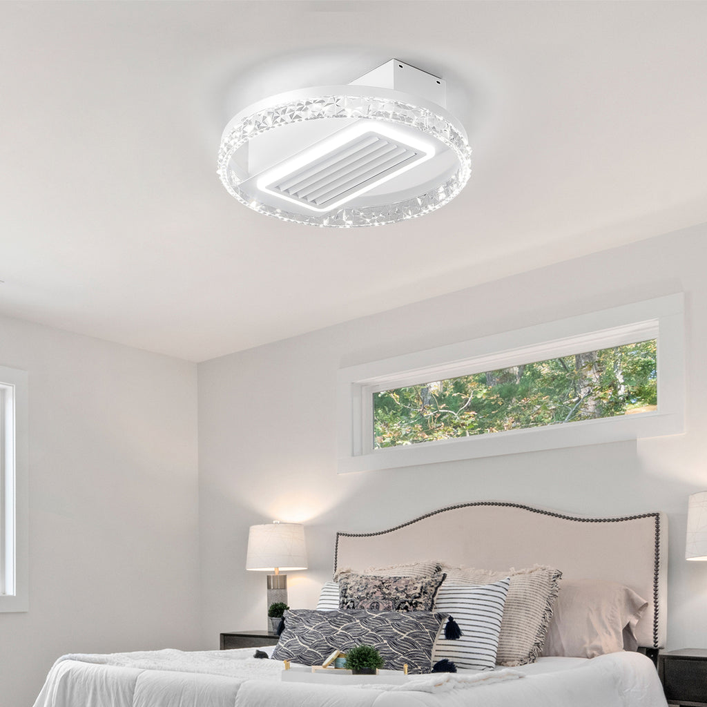 20 LED Bladeless Ceiling Fan Light With Remote Control  Modern Flush Mount Ceiling Lamp With Air Circulation And Adjustable Brightness For Living Room, Dining Room, Or Bedroom