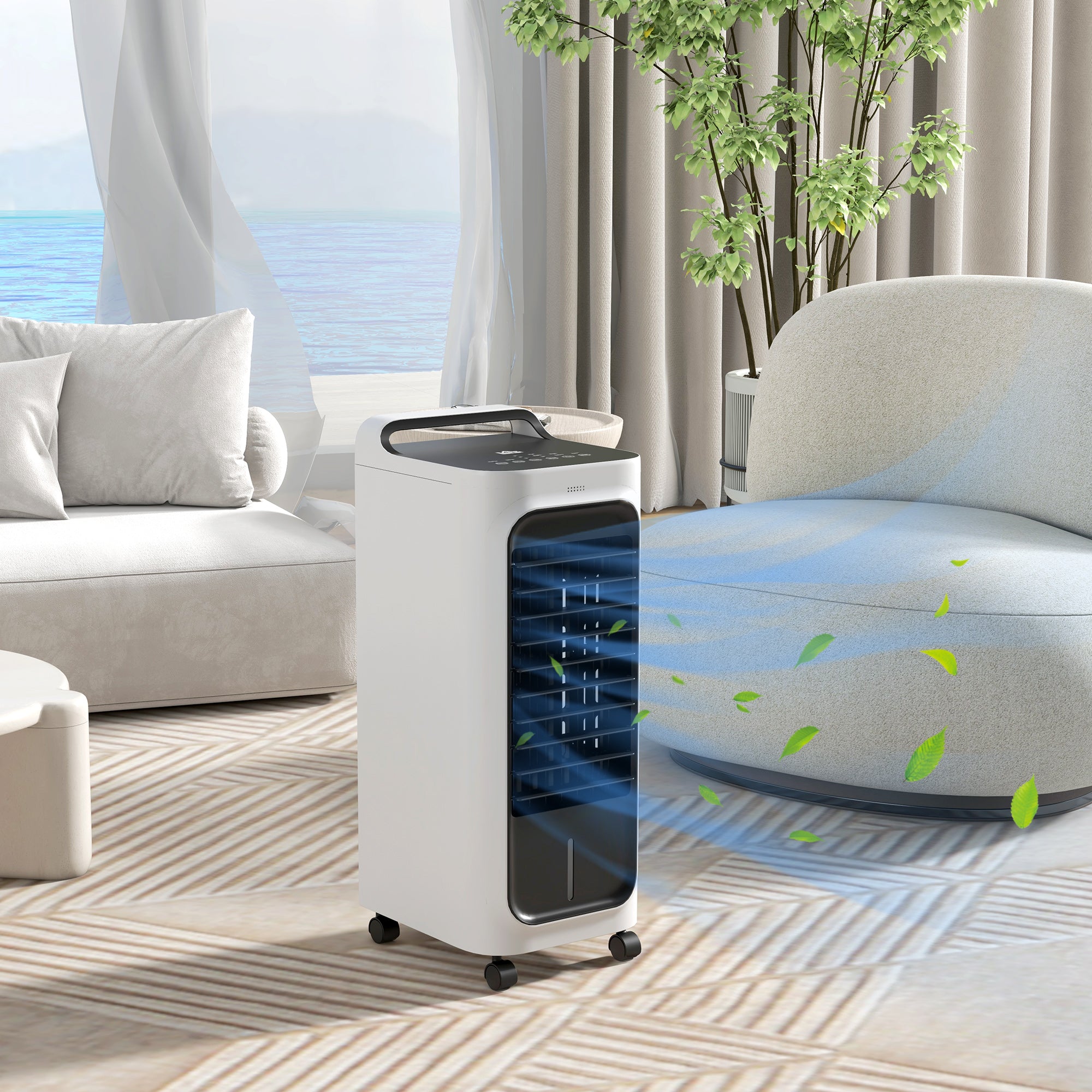 Room Air Cooler with Ice Packs, Ice Cooling Fan Water Humidifier Unit with Remote, Timer, Oscillating