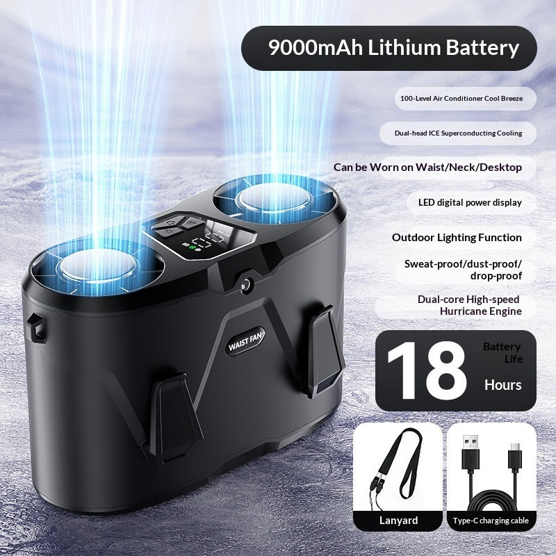 New Cooling USB-Charged Turbo High-Wind-Force Outdoor Portable Neck-Mounted Fan