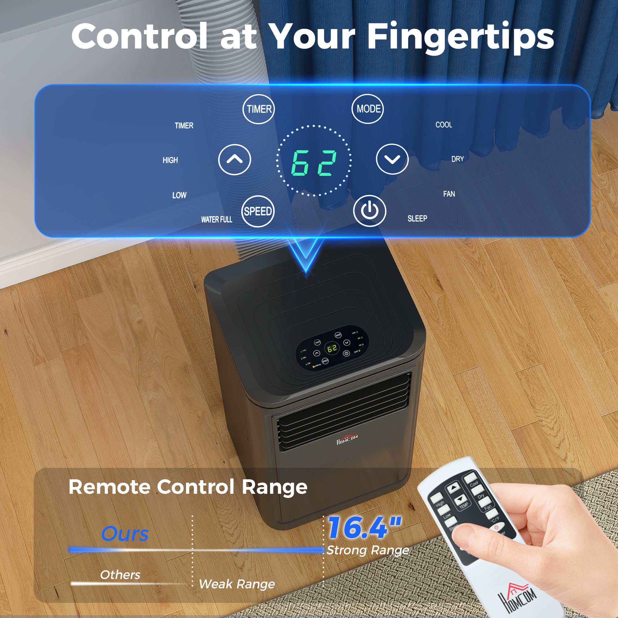 8,000 BTU Portable Air Conditioner Fan w/ Remote for Rooms Up to 344 Sq. Ft., Evaporative Cooler AC Unit Black